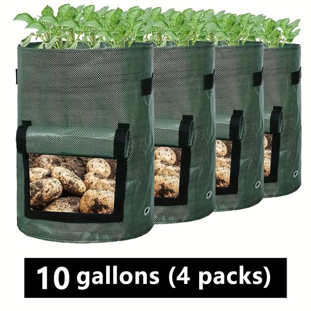 TEMU Potatisplanteringspåsar, potatisplanteringspåsar med lock och handtag, lök, frukt, tomater, , grönsaksodling planteringspåsar (7-gallon - 4 påsar)