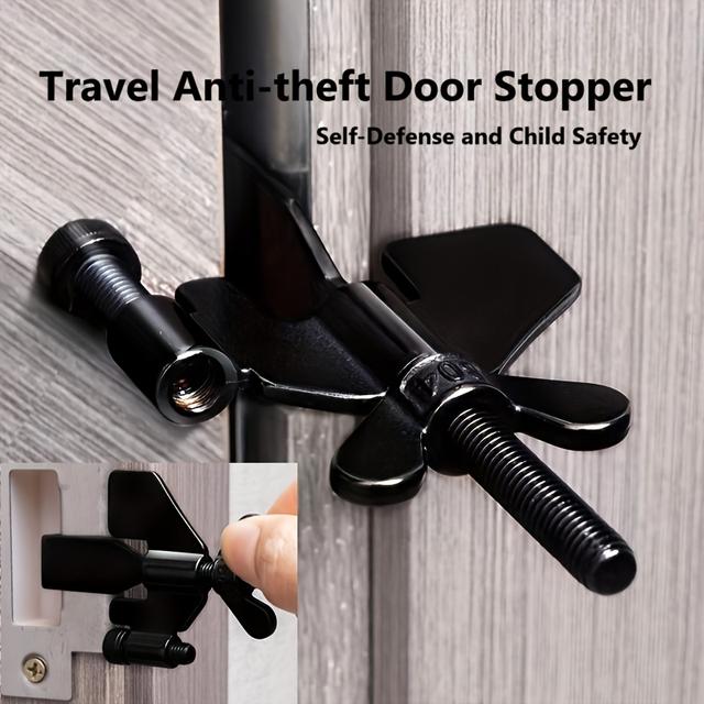 TEMU 1pc Portable Hotel Door Lock, Live Alone Self-defense Door Anti-theft , Proof Door Lock, Safety Home Latch, Adjustable Gate Blocker, Self-defense And Child Safety