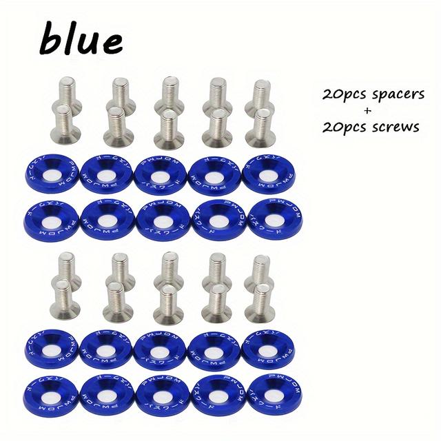 TEMU 40pcs Aluminum M6 X 20 Car Styling Modification Fender Washer License Plate Engine Compartment Trim Bolts Car Trim Modification License Plate Fasteners In Multiple Colors