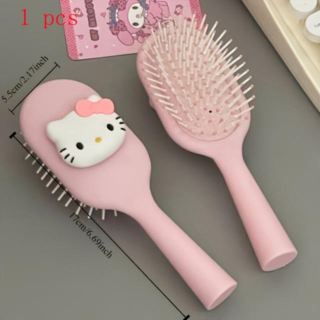 TEMU Hello Kitty Detangling Hairbrush By - 1pc Portable Air Cushion Comb With An Adorable Cartoon Design And A Massage Feature For Effortless Styling