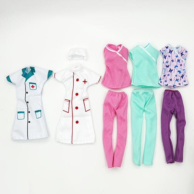 TEMU Juego de 5 Uniformes de Enfermera y Doctor para Muñecas de 11.5 Pulgadas, Accesorios de Vestir Estilo Casual