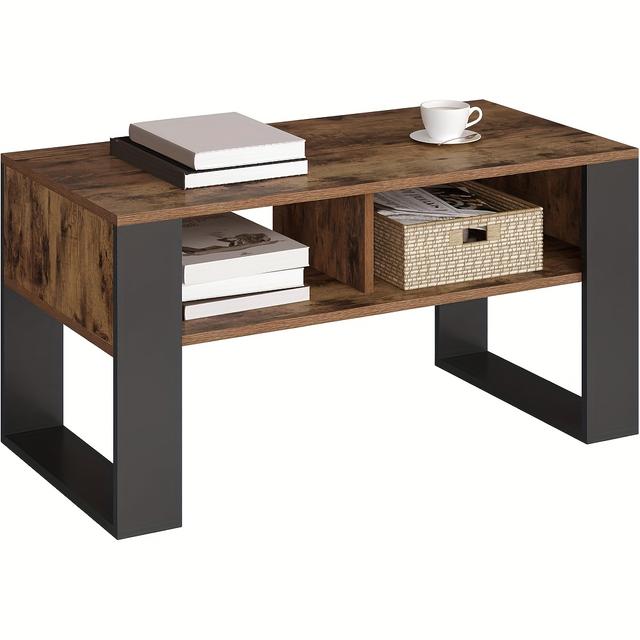 TEMU 1pc Table basse avec rangement, table d'appoint de salon, table de salon moderne, table basse rectangulaire, 2 compartiments