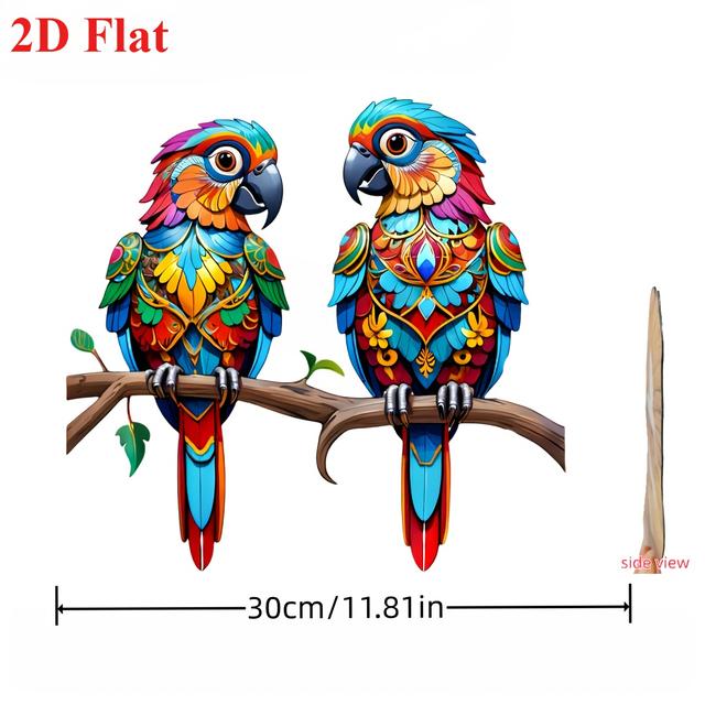 TEMU 2d Flat, 1pc, 2 Adorable Metal Bird Wall Art Decor - Patio, Garden, Courtyard, Living Room, And Bedroom Fence Decoration - An Ideal Gift For On Festive Occasions, 2d Flat