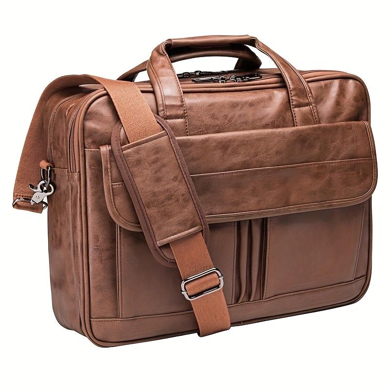 TEMU Men's Briefcase With Large Capacity, Laptop And Phone Compartments, Multi-functional Body Or Hand Carry Stylish Bag