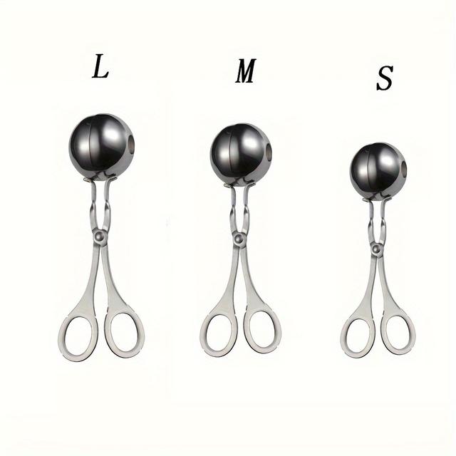 TEMU 1pc/3pcs, Multifunctional Stainless Steel Meatball Spoon - Household Fish Ball Machine Meatball Squeezer Ice Cream Ball Clip Kitchen Tools Rice Ball Mold