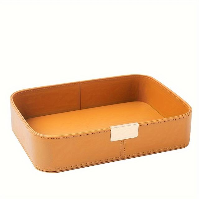 TEMU صينية مفاتيح ومجوهرات من الجلد الصناعي الأنيق - منظم مكتبي متعدد الأغراض لديكور غرفة المعيشة والمدخل