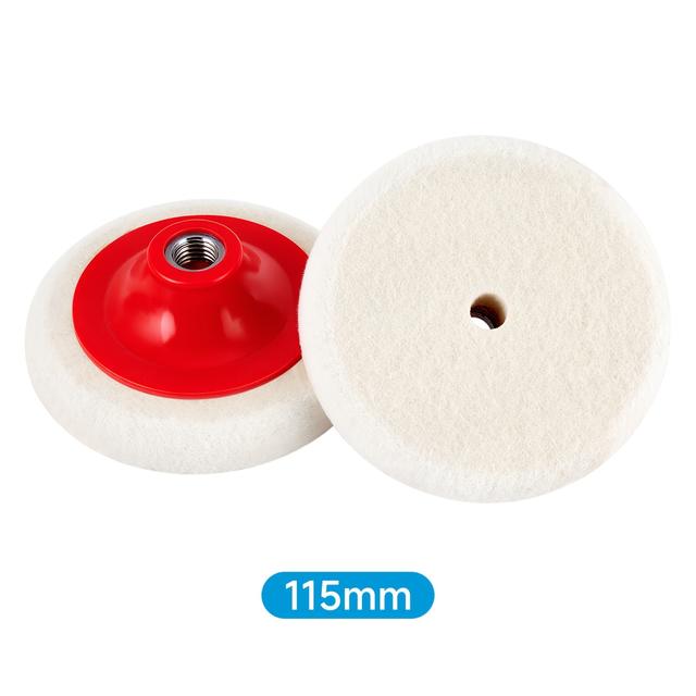 TEMU Kit de meule à polir en feutre 115 mm / 4,5 pouces pour meuleuse d'angle, filetage M14 pour rouille métallique, marbre, bois - Tampon de polissage multi-