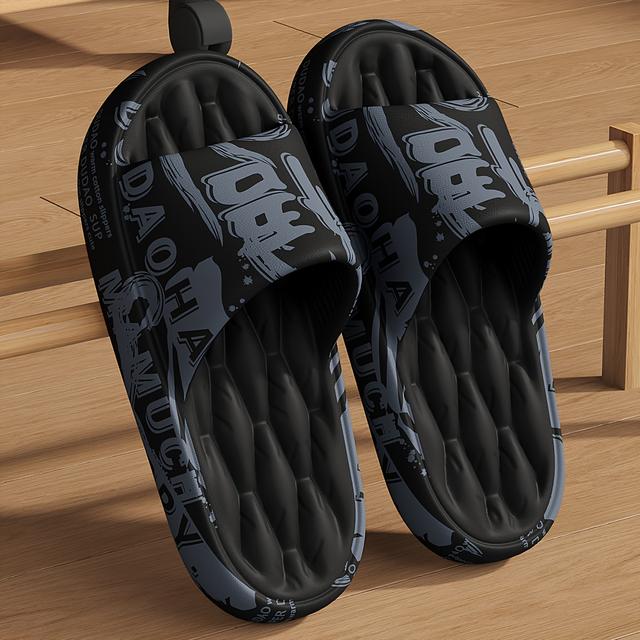 TEMU Comfortable Eva Slides - Soft Sole Slippers With Cute Graffiti Design, Ideal For Indoor/outdoor Use, Casual Sandals