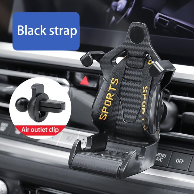 TEMU Carbon Fiber Pattern Racing Seat Style Phone Holder Gps Mount Compatible With Iphone Xiaomi Huawei Air Vent Smartphone Holder