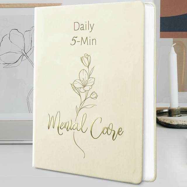 TEMU Kvinnors mentalhälsojournal & ADHD/ångest självvårdplanerare - A5 Havrefärg (Beige) med humörspårning, symptomlogg & horisontella skrivlinjer - Portabel välbefinnandeplanerare för kvinnor