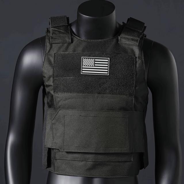 TEMU Lightweight Sports Vest With Breathable , Featuring A U.s. Flag Emblem And Hidden Back Pocket For Storage