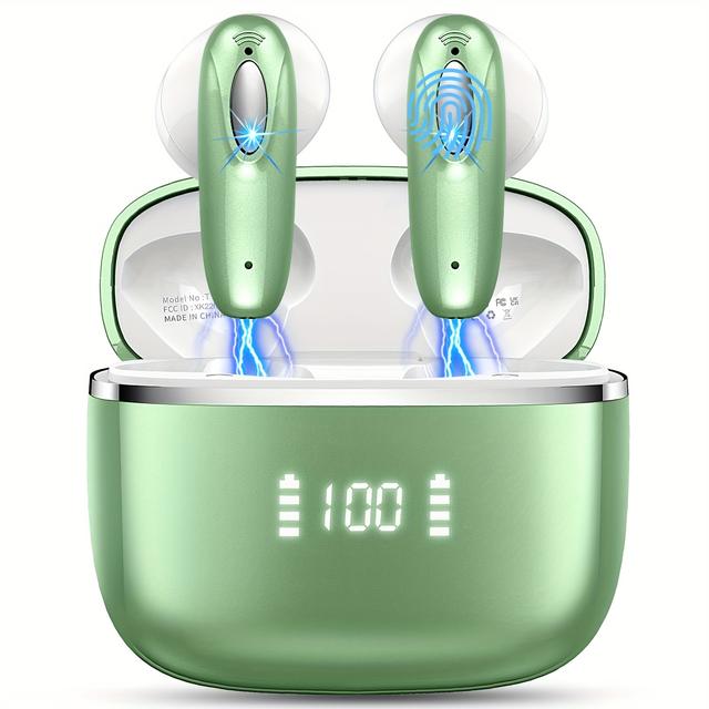 TEMU T19 Wireless Earphones, 40h With Case, Equipped With Dual Microphone Calls, Suitable For Ios Tv Sports