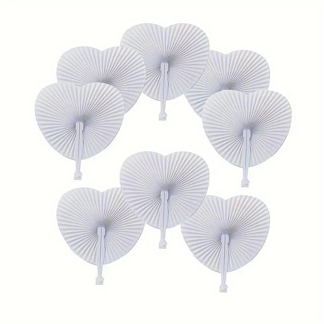 TEMU 12pcs White Hand Fans Easy Organ Grid Foldable Paper Fans Wedding Party Gift Paper Fan