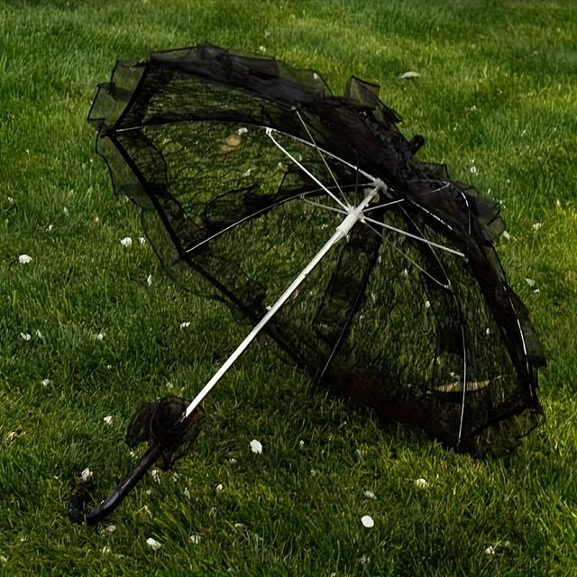 TEMU Nový krajkový svatební deštník pro nevěsty, s krajkovým lemem a malou velikostí. Vhodný pro focení, svatby, večírky, dárkové události, narozeninové oslavy, rozlučky se svobodou a svatební oslavy.