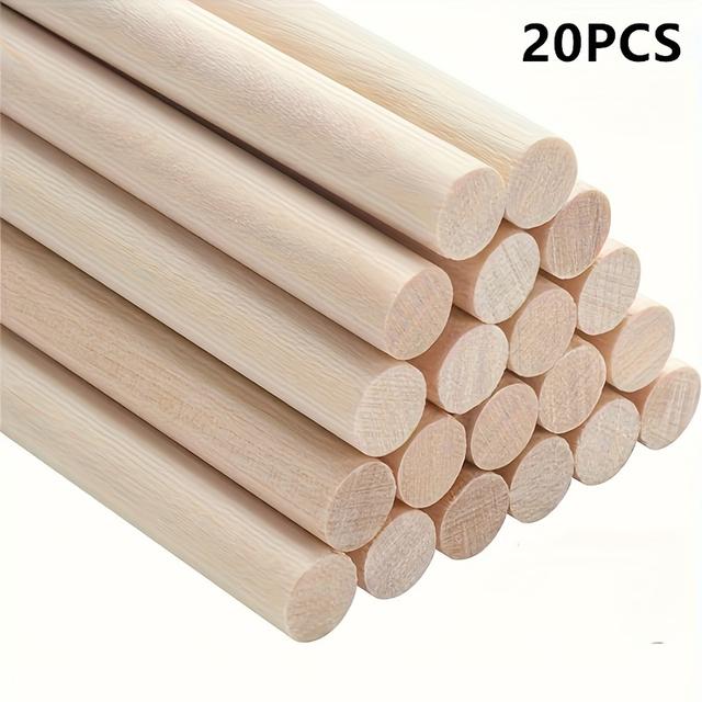 TEMU 20pcs 19.7" Natural Bamboo Dowel Rods - Precut Hardwood Craft Sticks For Diy Projects & Tiered Cake Decorating