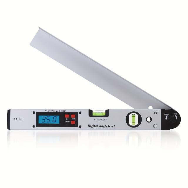 TEMU Aluminum Alloy Digital Angle Finder Protractor 225° | Backlight Lcd, Data Hold Function, Horizontal And Vertical Bubble Level, Shinty Brand