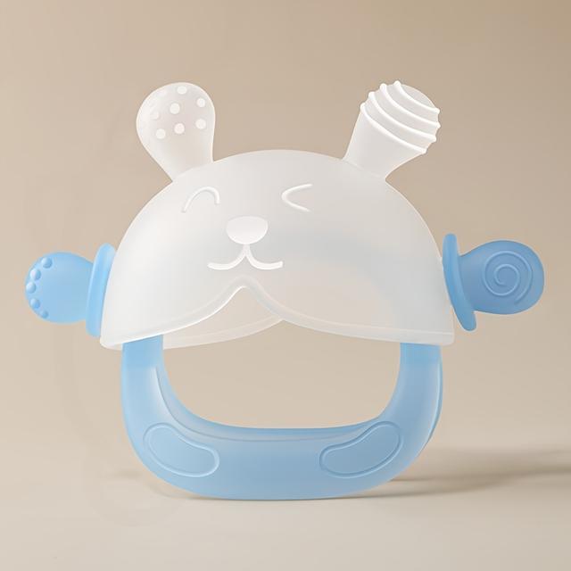 TEMU Saidah Cute Bunny Teether - Soft Silicone, With Hollow & Solid Biting Surfaces, Newborns To Toddlers - Easy To Clean, Hand Wash Only, Newborn Teether | Design | Durable Teether