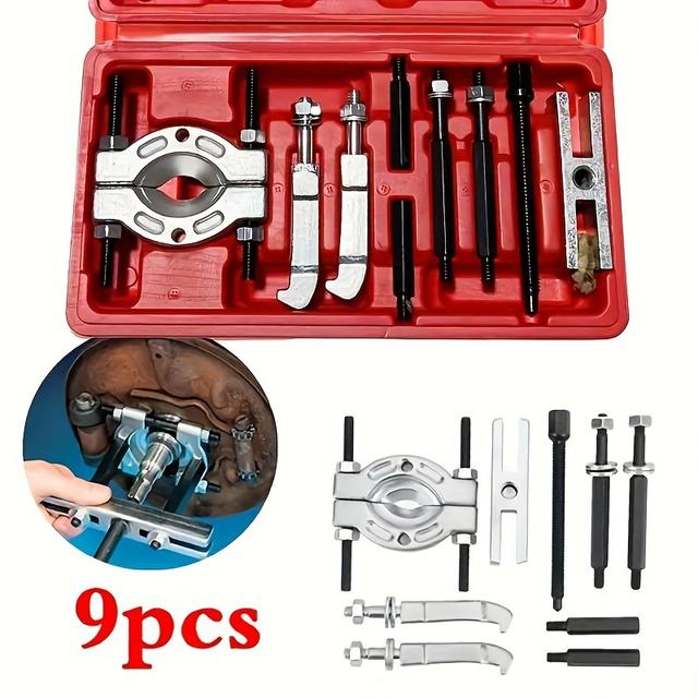 TEMU 9pcs Bearing Puller Set, Professional Separator Tools Kit, Durable For Gearbox & Engine Repairs, With Case, Versatile & Accurate, For Mechanics & Diy Enthusiasts