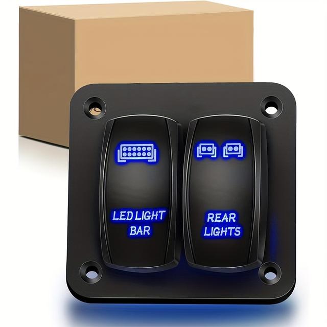 TEMU 2-position Aluminum Laser-style Rear Led Light Strip Switch, 12/24v, 5-pin Pre-wired Toggle Switch Panel, Suitable For Boats, Cars, Drive Vehicles, And Vehicles, Without Battery