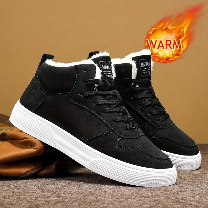 TEMU Men's Winter Warm Skateboarding Shoes, Snow Boots, -lined Sneakers For Outdoor Casual Sports
