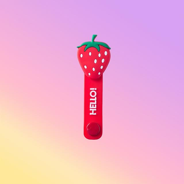 TEMU 1pc Cute Cartoon Fruit Cable Organizer - Strawberry & Avocado Design, Woven Cord Holder For Headphones, Charging Cables, Desk & Bag Organization, Cable Cord Holder, Design, Durable Construction