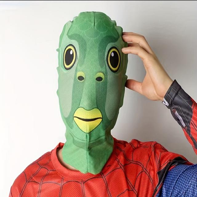 TEMU Men's & Women's Fiber Face Mask & Cover - Full Face & Full Body Coverage, Green/red, Running, Hiking - Breathable, Lightweight, Stretchy, Outdoor Sports, Sports Face Mask, Sports Face Cover