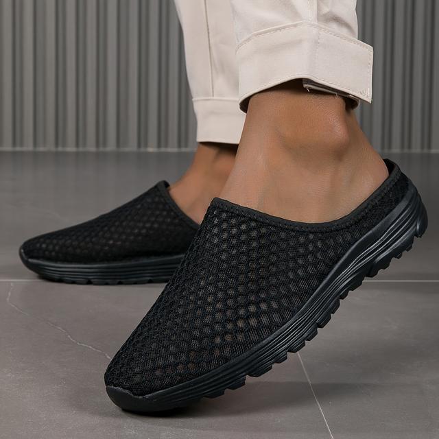 TEMU Heren Zomer Ademende Mesh Slip-On Casual Schoenen, Platte Cool Sandalen, Mesh Wandelsandalen met Hol Design