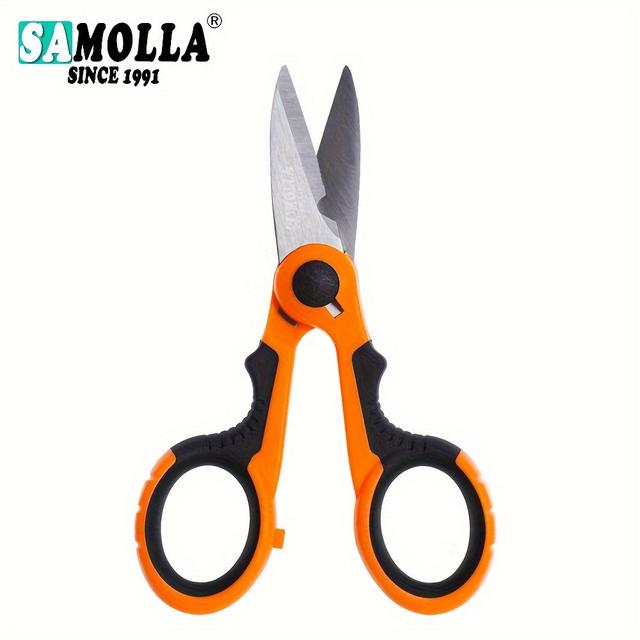 TEMU Samolla Stainless Steel Fishing Scissors - Braided Line Cutter & Stripper, Ergonomic Handle, Tool For All , Thanksgiving , Samolla