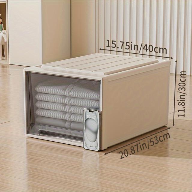 TEMU 1pc Docoxo Large Transparent Plastic Storage Box With Drawers - Stackable Cabinet, Heavy-duty Multipurpose Bin For Home, Pantry, Toys, Clothes, Books - Assembly, Space-saving (rectangular)