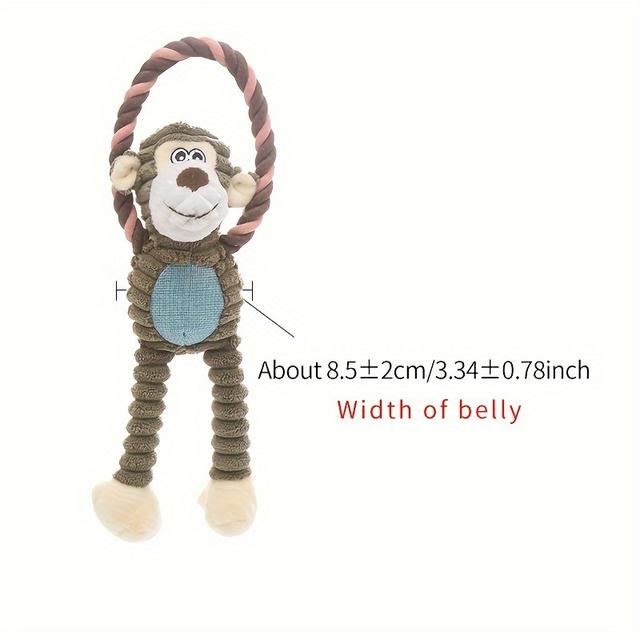 TEMU Плюшева жувальна іграшка для собак з кільцем, Довгоногий , Мавпа, Лев, Іграшка для шліфування, стійка до укусів