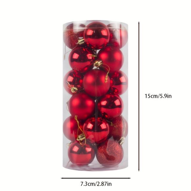 TEMU 24pcs Multicolor Ornamental Christmas Ball Decorations - Elegant Spherical Hanging Baubles With Caps/collars, Plastic/ Suitable For Tree, Wedding,, Home & Hotel Events - Multi-holiday Decoration