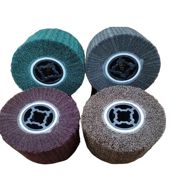 TEMU 4pcs Non-woven Abrasive Polishing/brushing Wheel Set For Angle Grinder Accessories, Includes : 120#, 180#, 320#, 600# - Suitable For Stainless Steel, Aluminum, Copper, Iron, And Metal Surfaces