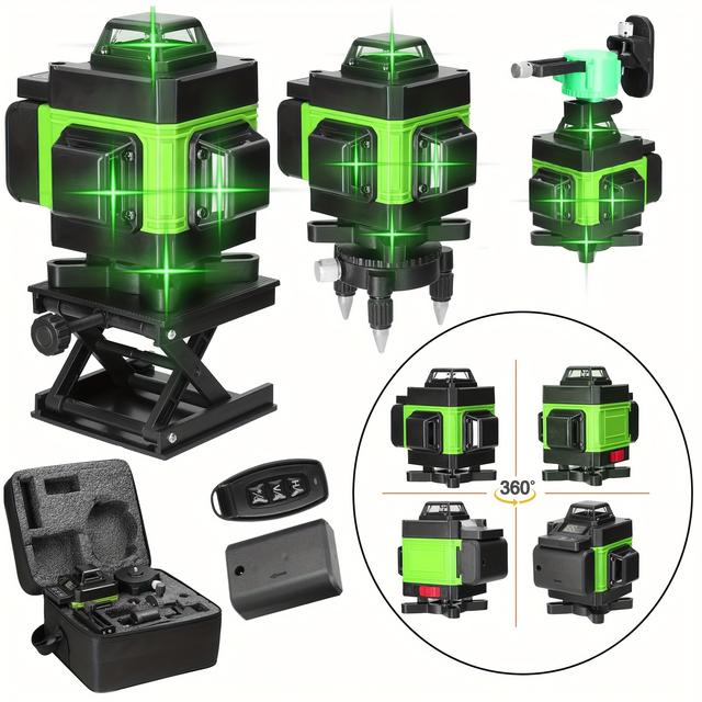 TEMU 3 X Floor Laser Level, 16 Lines Laser Level 3° Auto Leveler, Rechargeable Battery Leveling Tool Vertical Horizontal Laser Level