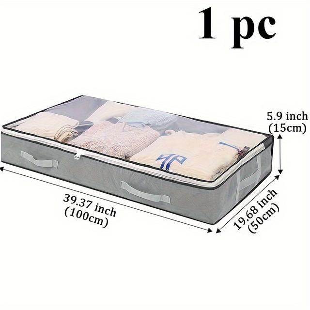 TEMU Caja de almacenamiento a prueba de polvo para debajo de con asas reforzadas para edredones de plumas, mantas, ropa de cama, almohadas y accesorios de exterior, almacenamiento para debajo de