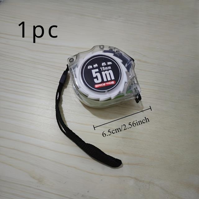 TEMU 1pc Transparent Fluorescent Tape Measure - Non-reflective, Thick & Hard, 5m/16.4ft