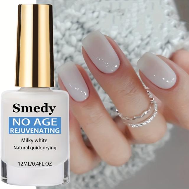 TEMU Smedy Natural Jelly White Women's Quick-dry Nail Strengthener - Fragrance-free, 4x Faster Drying, Builds Healthy & Glossy Nails, 0.4fl.oz, Nail Strengthener, Sleek , Smooth Application