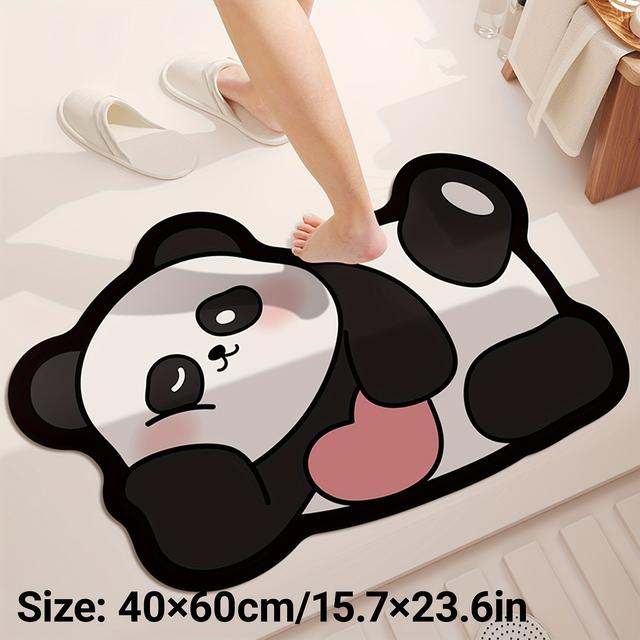 TEMU 1pc Super Absorbent Bath Mat, Non-slip Shower Floor Mat, Soft Bathroom Rug, Carpet For Shower, Bathtub, Outdoor Door Mat, Cute Cartoon Panda Print, Home Decor, Bathroom Decor