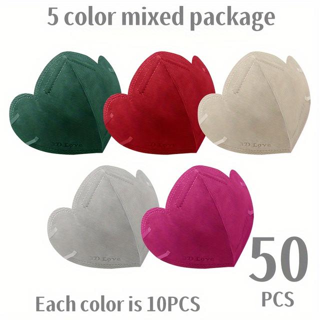 TEMU 50 قطعة ماسك واقي للعين للنساء بتصميم ثلاثي الأبعاد على شكل قلب، عصري ومعبأ بشكل فردي، 4 طبقات بما في ذلك قماش منفوش بالهواء الساخن