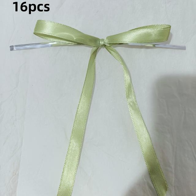TEMU 16pcs Ribbon Bows, Pre-tied Bows, Metal Wire Bows, Suitable For Holiday Decorative Bows, Gift Box Decorations, Tableware Decorations, Candy And Cake Sealing Bow Twists