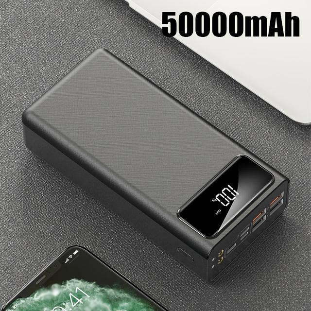 TEMU 50000mah Power Bank, 22.5w Super Fast Charging, Display, Large Capacity Power Bank, Travel Backup Power Supply, Can Charge Multiple Devices Simultaneously, Suitable For Phone, And , Holiday Gift