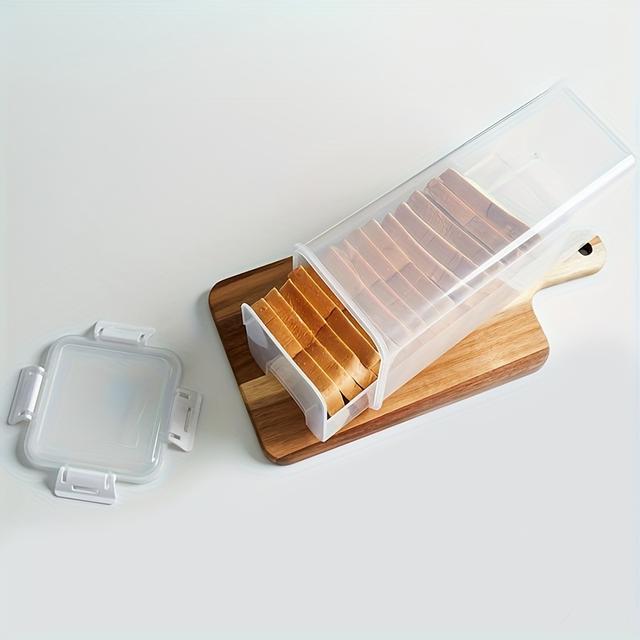 TEMU Set Of 1 Slide-out Kitchen Bread Box With Inner Tray, Rectangular Toast Storage Container With , Plastic Food Preserver, Freezer Safe Square Bread Bin With Filter - Kitchen Accessories