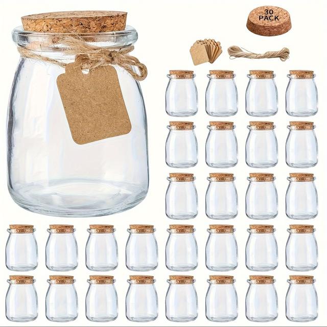 TEMU Glasgefäße, Mini-Joghurtgläser -teiliges Set, 100ml Bonbongläser, Puddingbehälter mit Deckeln, Einmachgläser für Gastgeschenke, Honiggläser mit Etiketten Schnüren