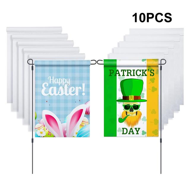 TEMU Set Of 10 Unprinted Garden Banners, Lawn Flags Made Of Durable Polyester, Measuring 12 By 18 Inches, Perfect For Outdoor Home And Park Decoration.
