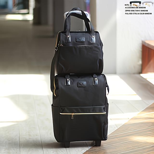 TEMU 2pcs Travel Bag Set With Telescoping Handle - Lightweight, Large Capacity Luggage & Carry-on Suitcase For Short Trips, Travel Bag Set,, Lightweight, Large Capacity, Luggage