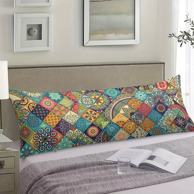 TEMU 1개, 빈티지 스타일 바디 베개 커버, 19.6*59 인치, 생동감 있는 폴리에스터, 꽃 패턴, 지퍼가 있는 장식용 긴 베개 커버, 가정 장식 및 침실 장식에 적합