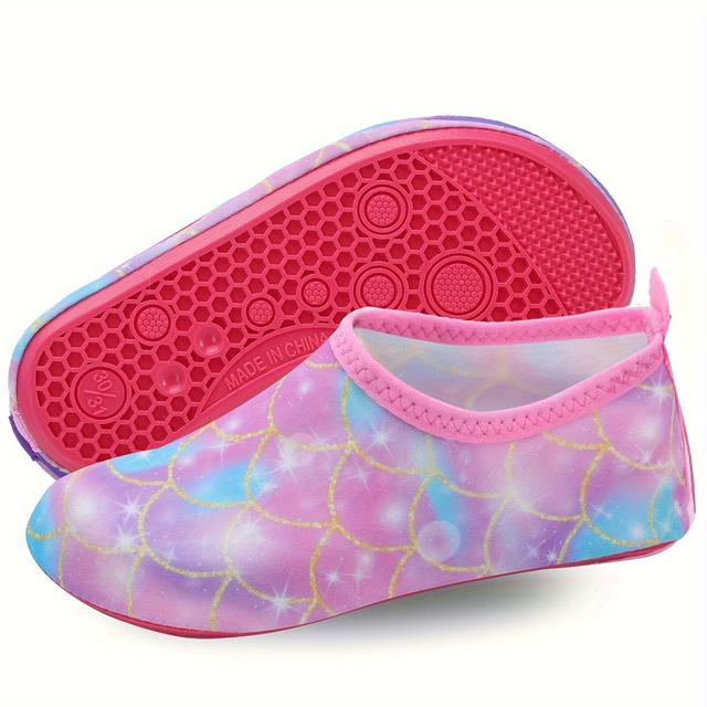 TEMU Girls' Mermaid Scale Pattern Hiking Shoes