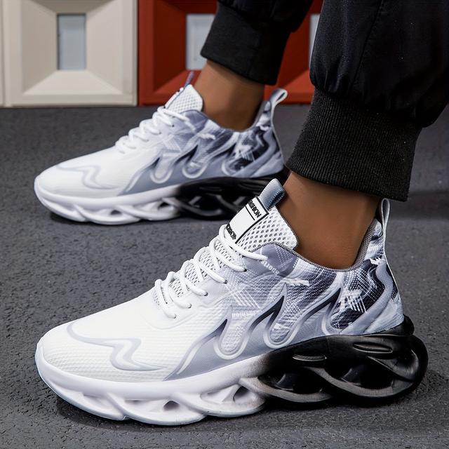 TEMU Zapatillas de Malla Transpirable para Hombre - Degradado Negro y , Gruesa para Aumentar , Zapatillas Casuales para Correr y Casual, Otoño,