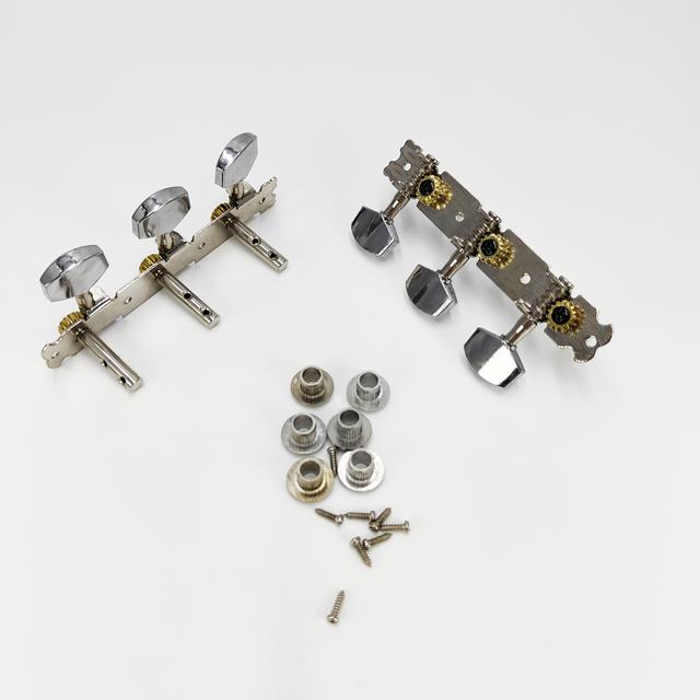TEMU de afinación clásicas para guitarras con postes de acero de doble orificio, afinadores de triple cuerda y un afinador de cabezal con enhebradores de cuerda de postes de acero de doble orificio.