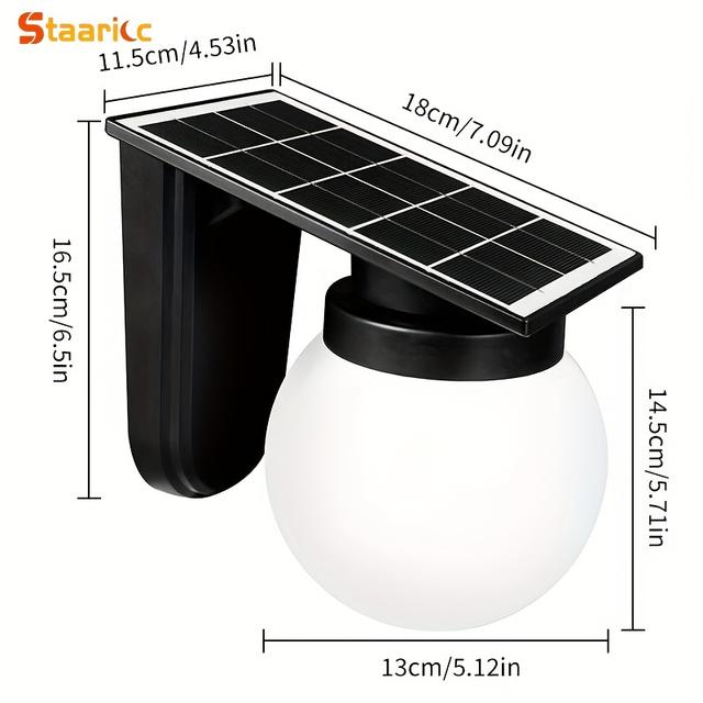 TEMU أضواء جدارية شمسية STAARICC للخارج، 1، 3 أوضاع إضاءة، أضواء LED تعمل بالطاقة الشمسية لاسلكية للفناء الخلفي، الحديقة، السياج، الباحة، الباب الأمامي - إضاءة خارجية مشرقة ومتينة IPX4