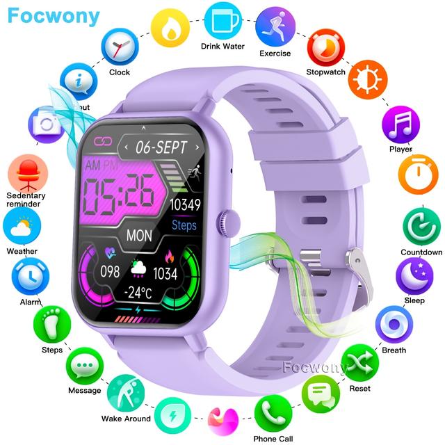 TEMU Purple Smart Watch, Wireless Answer Make Call Message , Hd Display, App, Multiple Sport , Dial, Weather Forecast, Voice Callings, Fitness Tracking Smartwatch For Men Women